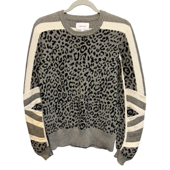 Current Elliott Duvall Leopard Animal Print Cashmere Blend Crew Neck Sweater - Picture 4 of 11